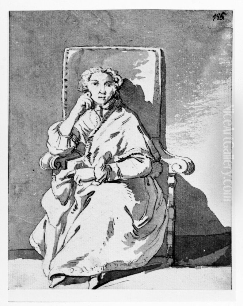 Aldre dam i lanstol Oil Painting by Jean Eric Rehn