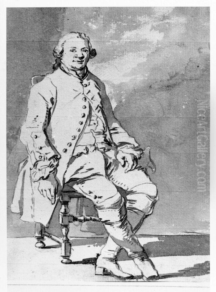 Sittande herre i stovlar Oil Painting by Jean Eric Rehn