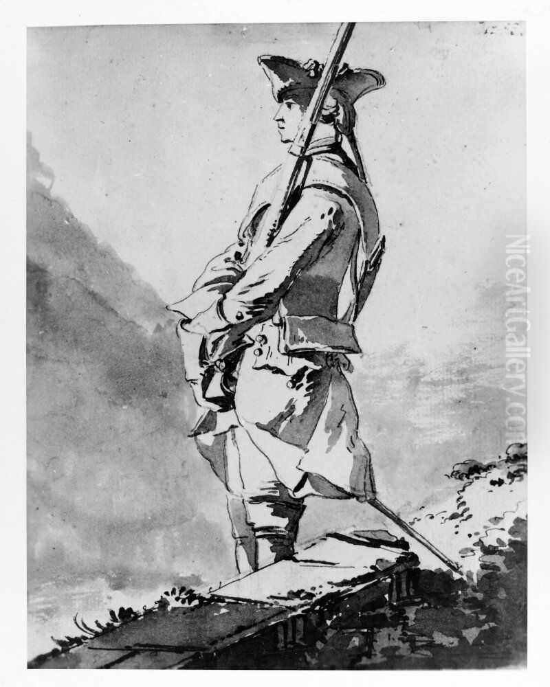 Skyltvakt pa post Oil Painting by Jean Eric Rehn