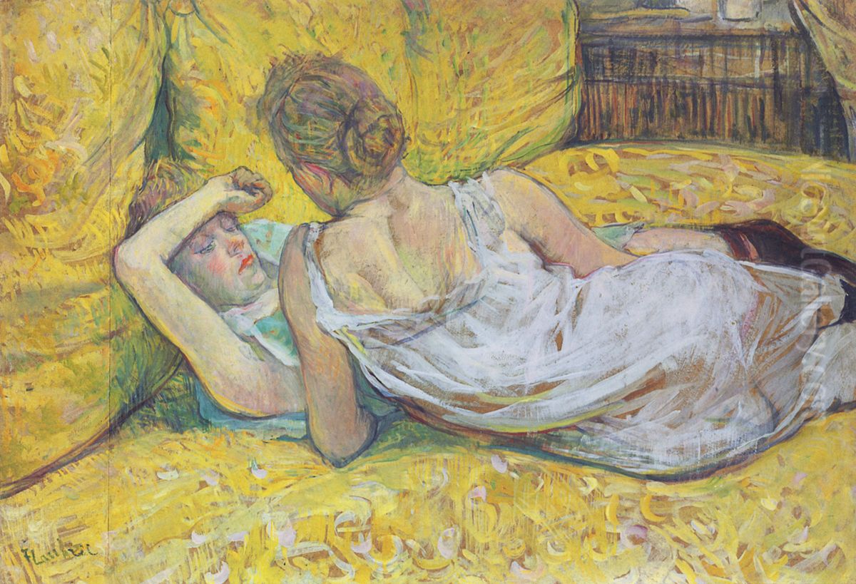 Dve pritelkyne Oil Painting by Henri De Toulouse-Lautrec