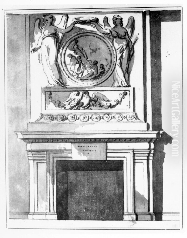 Cheminee med anglar Oil Painting by Jean Eric Rehn