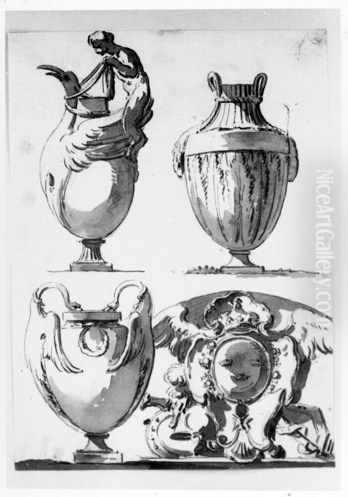 Tre urnnor Oil Painting by Jean Eric Rehn