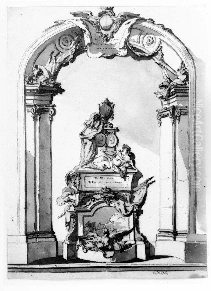 Sarkofagbyggnad i vaggnisch Oil Painting by Jean Eric Rehn