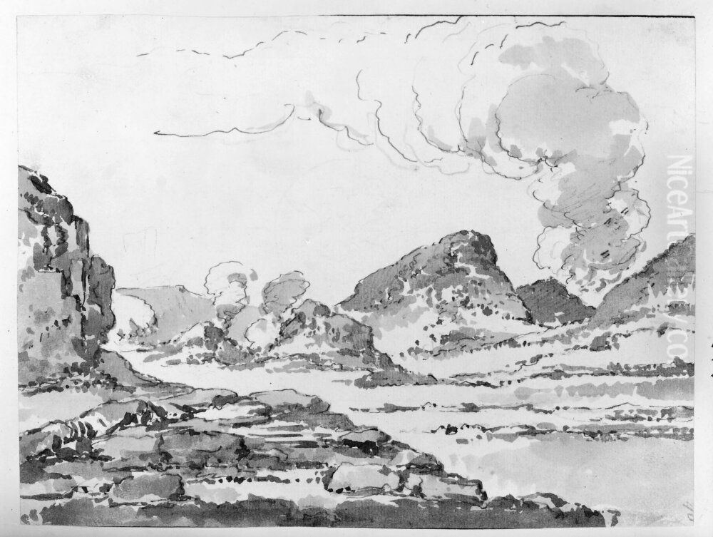 Fran Vesuvius krater Oil Painting by Jean Eric Rehn