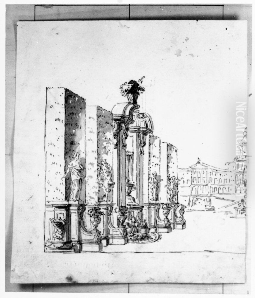 Fran en slottstradgard Oil Painting by Jean Eric Rehn