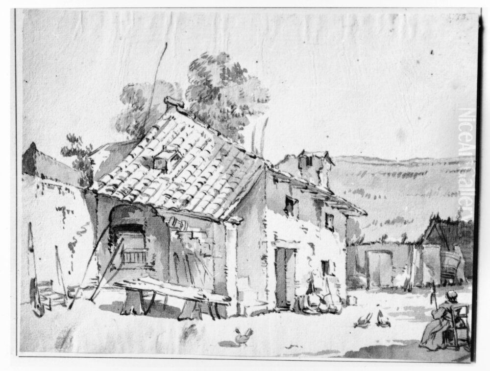 Italiensk bondgard Oil Painting by Jean Eric Rehn