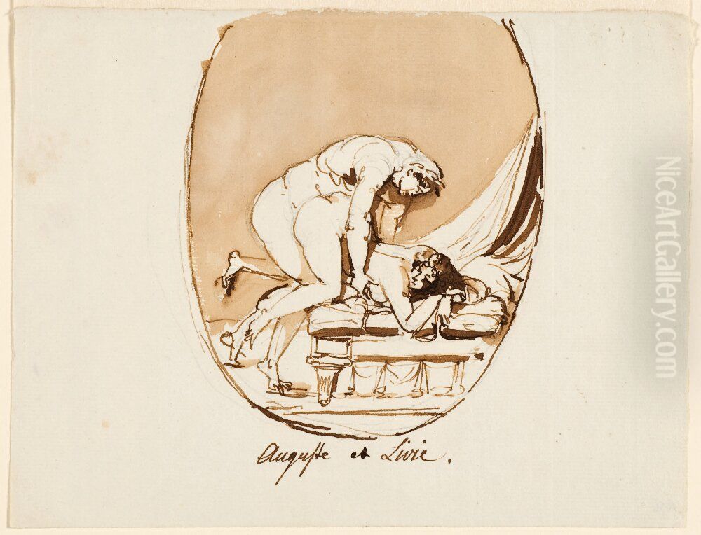 Karleksscen, kejsare Augustus och Livia Oil Painting by Johan Tobias Sergel