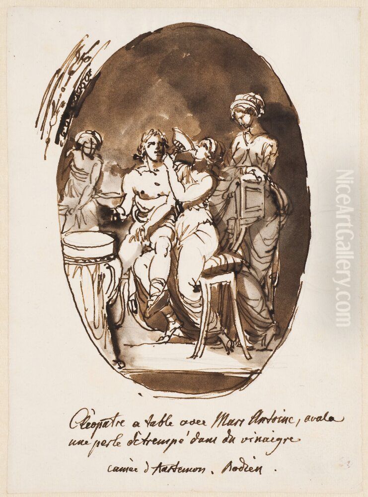 Kleopatra svaljer en parla Oil Painting by Johan Tobias Sergel