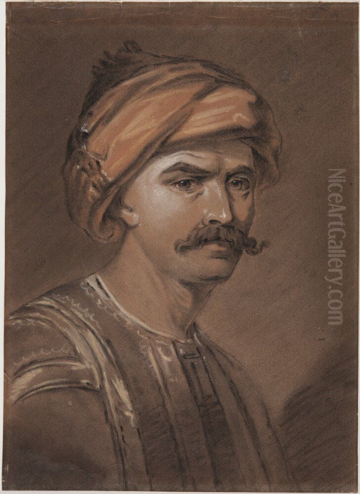 Ismail Gibraltar, egyptisk amiral Oil Painting by Johan Gustaf Sandberg