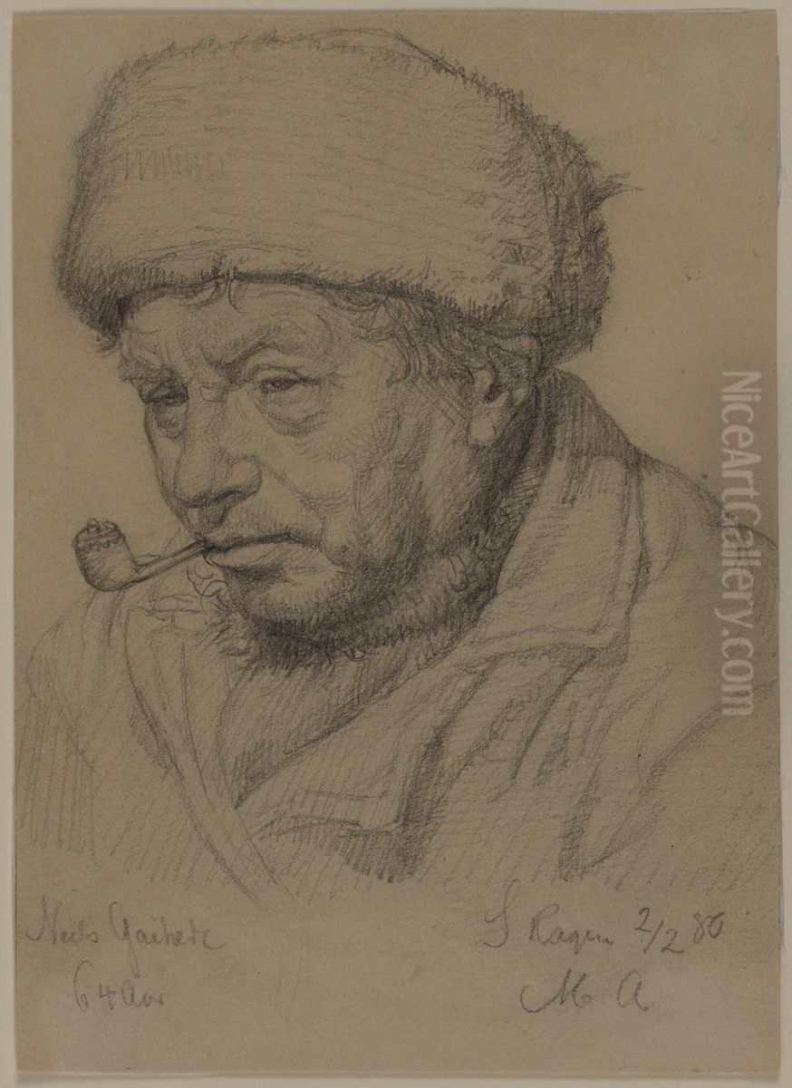 Portrattstudie av Niels Gaihede (1816-1890) Oil Painting by Michael Peter Ancher