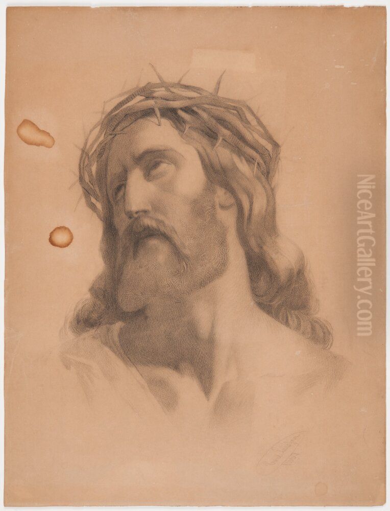 Tornekront Kristushuvud Oil Painting by Carl Larsson