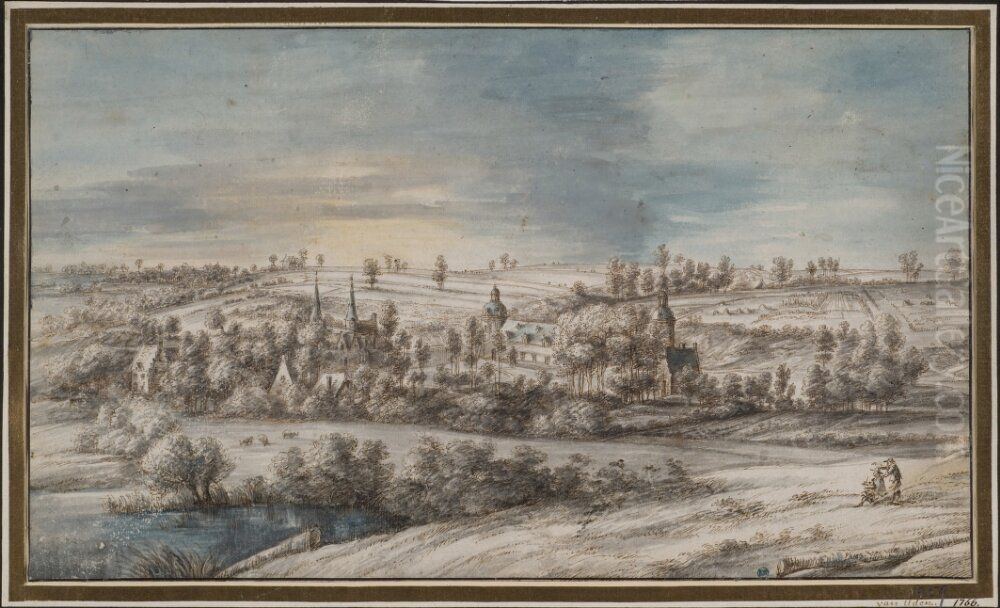 Landscape with a Distant View of a Country Estate Oil Painting by Lucas Van Uden