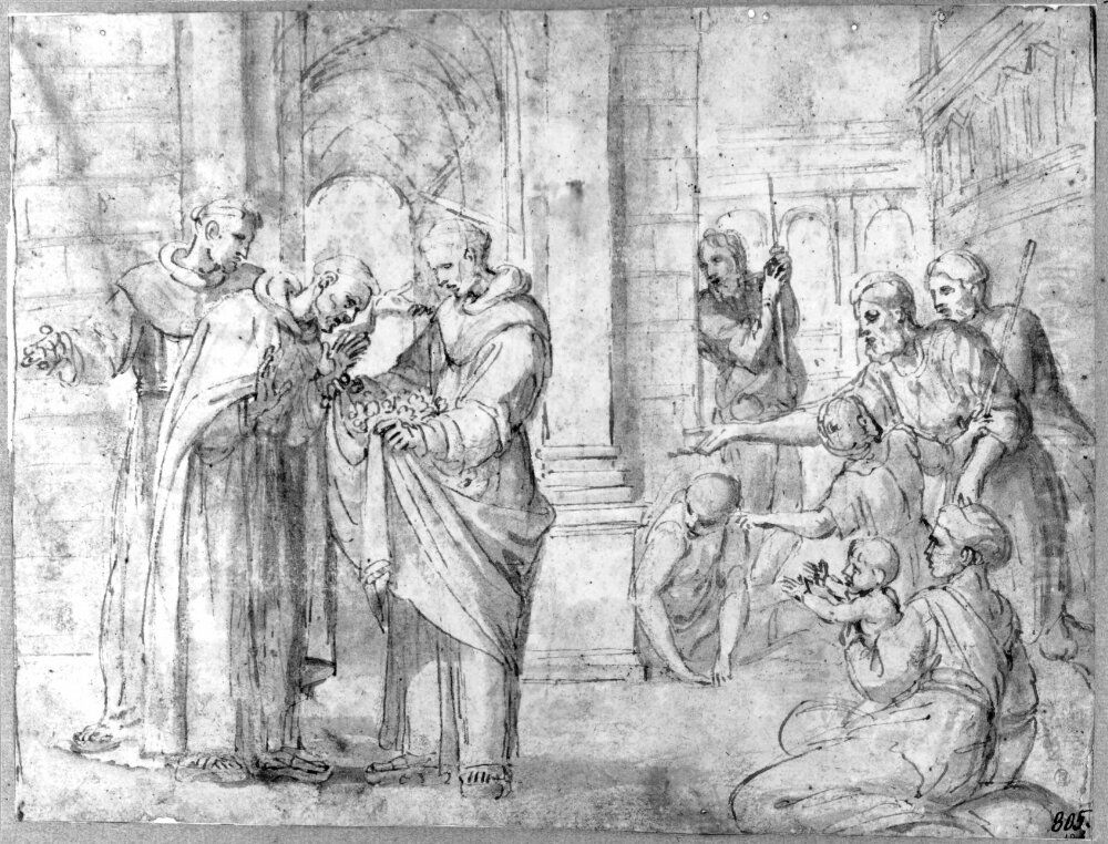 The miraculous transformation of bread into roses Oil Painting by Annibale Carracci