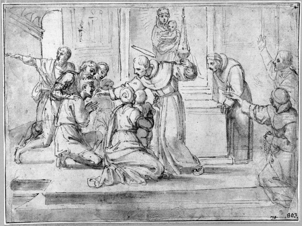 St. Diego healing a blind boy Oil Painting by Annibale Carracci