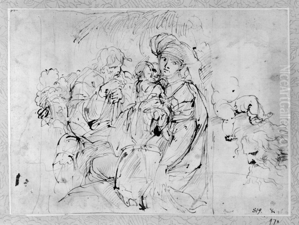 The rest on the flight into Egypt Oil Painting by Agostino Carracci