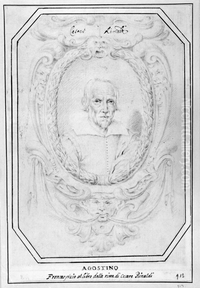 Study for a frontispiece with the portrait of Cesare Rinaldi (?) Oil Painting by Agostino Carracci