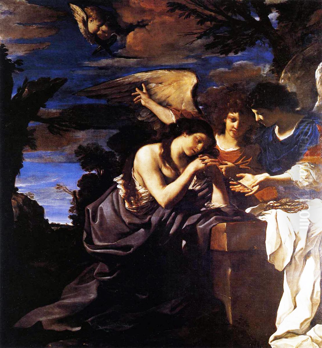 Maria Maddalena e due angeli Oil Painting by Giovanni Francesco Barbieri