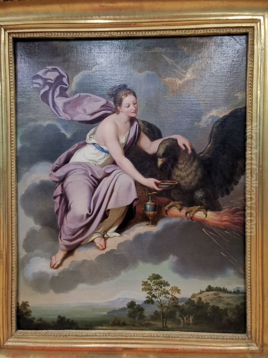 Hebe trankt den Adler Jupiters Oil Painting by Giuseppe Craffonara