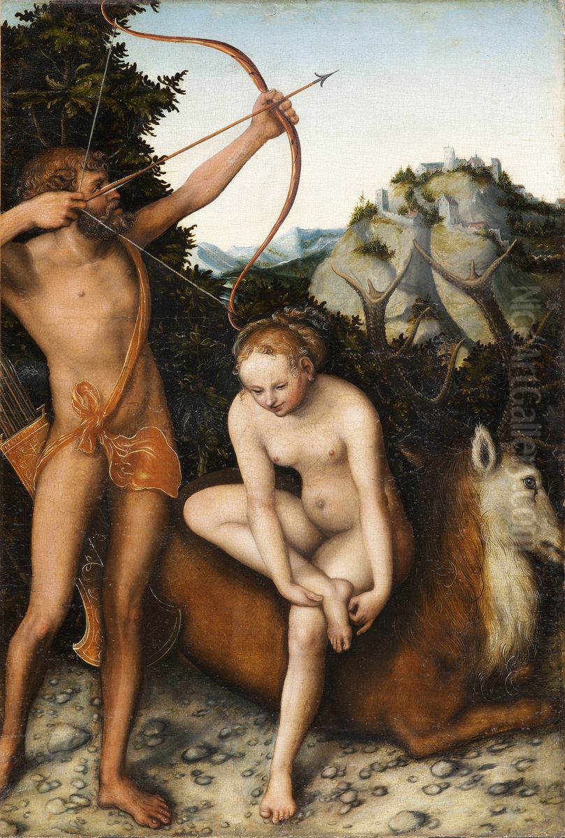 Apollo   and  Diana Oil Painting by Lucas Cranach the Elder