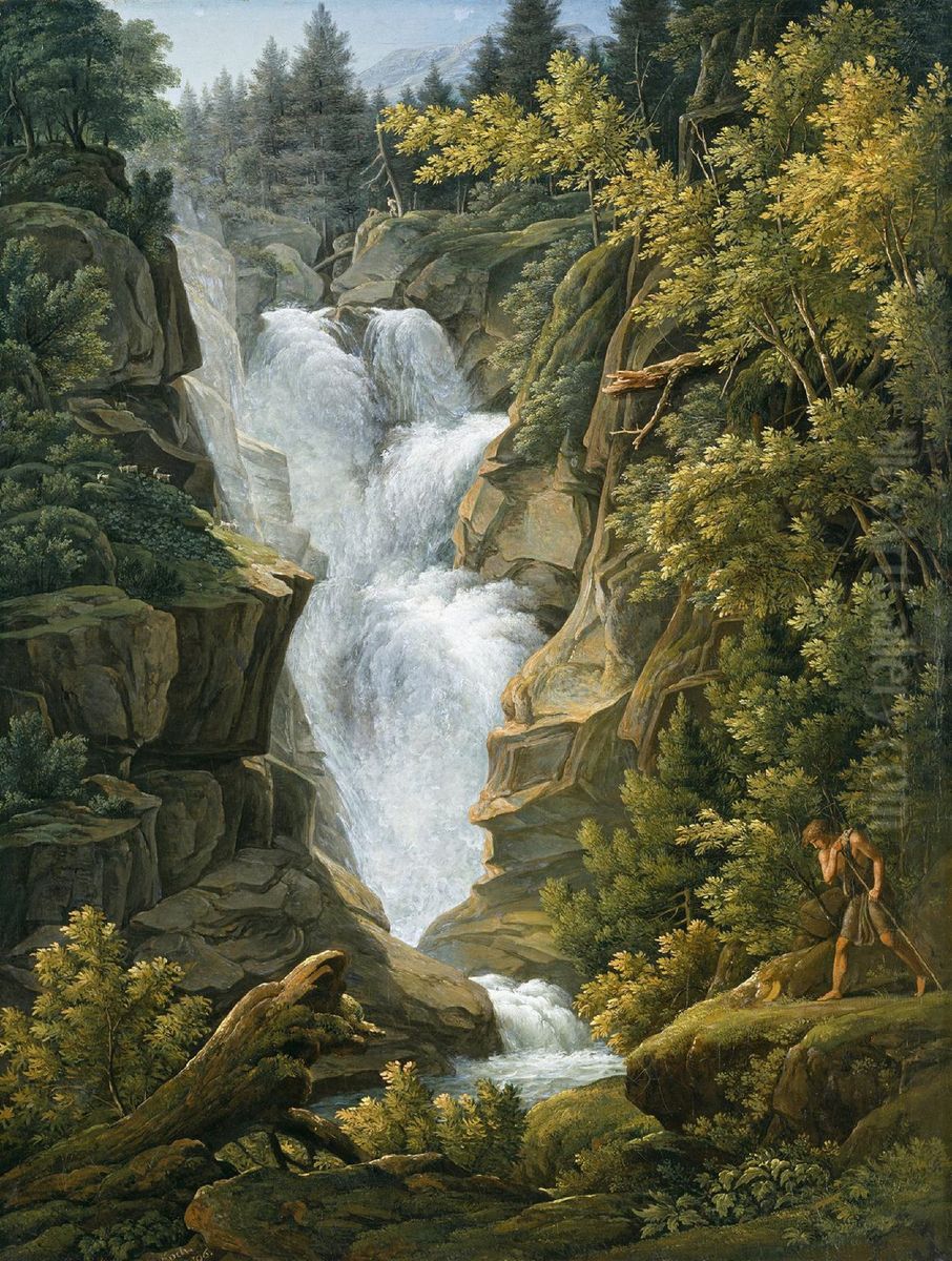 Waterfall in the Bern Highlands Oil Painting by Joseph Anton Koch