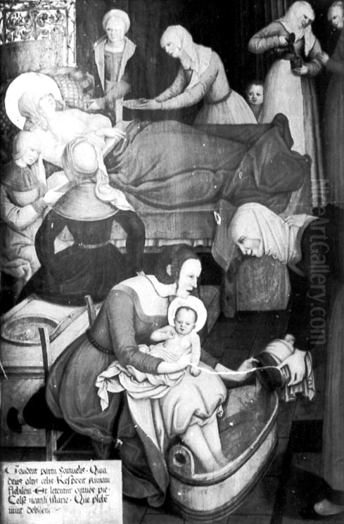 Geburt Maria (Altartafel) Oil Painting by Bernhard Strigel