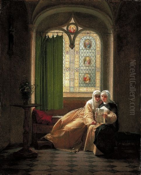 Heloise a l'abbaye du Paraclet Oil Painting by Jean-Baptiste Mallet