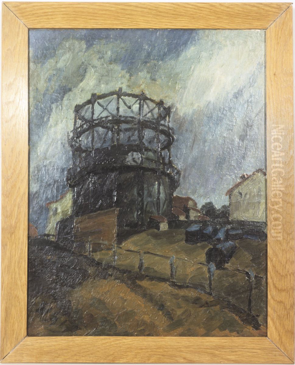 Gas Plant. Oil Painting by Walter Gramatte