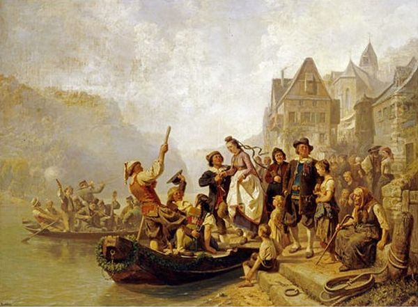 After the wedding Oil Painting by Albert Kindler