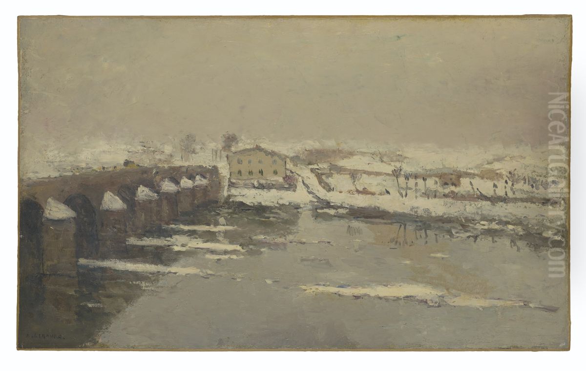 L'Hiver a Pont du Chateau Oil Painting by Albert Lebourg