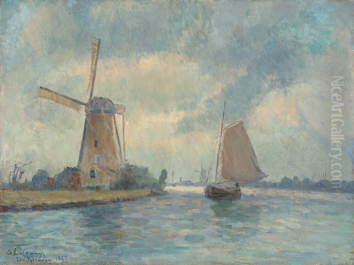 Moulin a Delft Oil Painting by Albert Lebourg