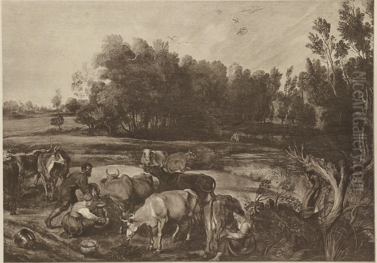 Landscape with cattle Oil Painting by (studio of) Rubens, Peter Paul