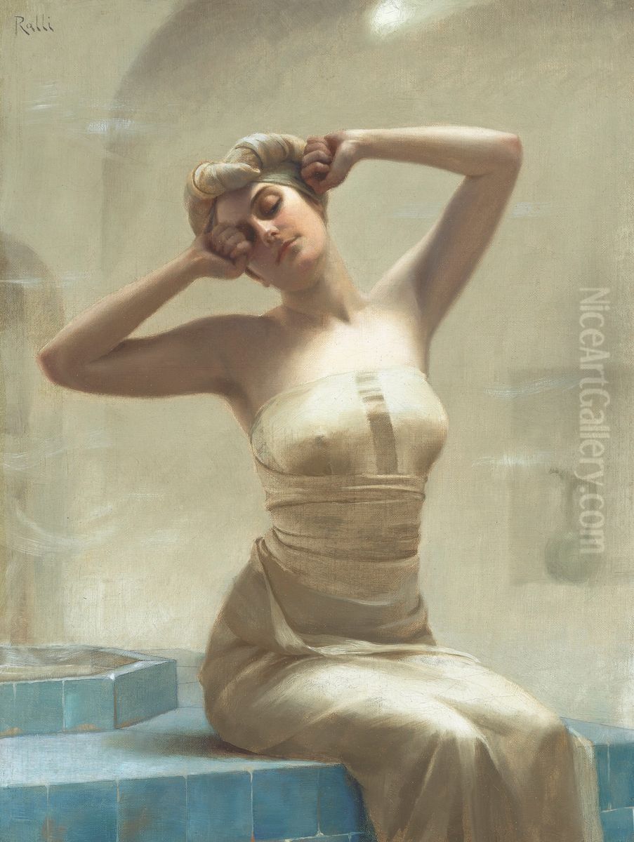 At the Bath Oil Painting by Theodore Ralli