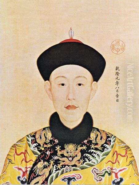The young Qianlong Emperor Oil Painting by Giuseppe Castiglione