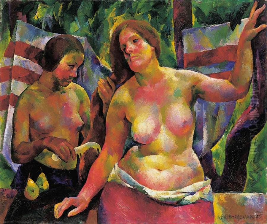 Combing (Woman Combing, The Artist's Wife) Oil Painting by Vilmos Aba-Novak