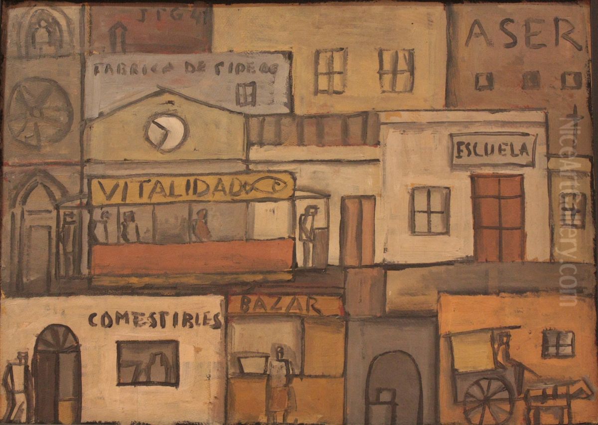 Ciudad Oil Painting by Joaquin Torres-Garcia