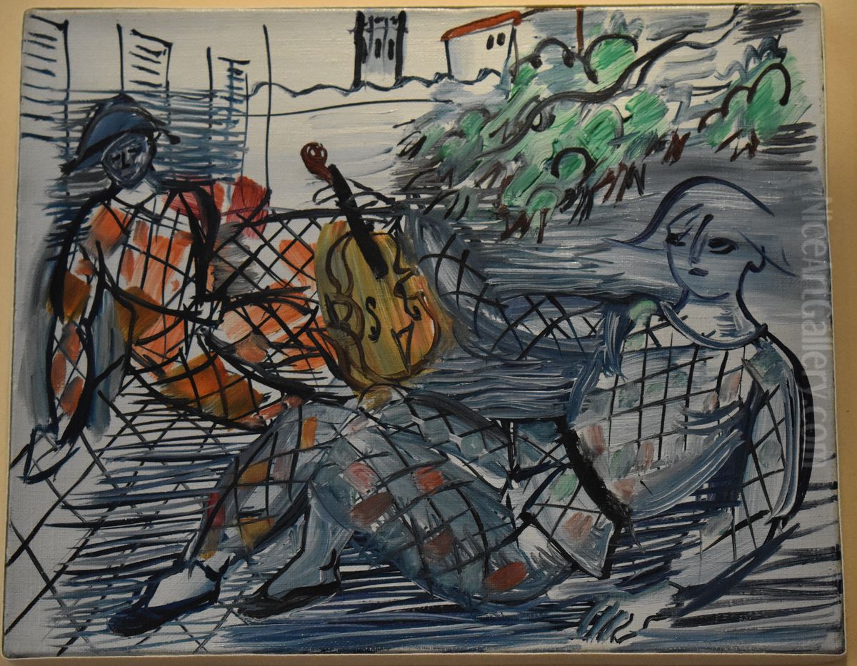 Arlequin rouge et blanc au violon Oil Painting by Raoul Dufy