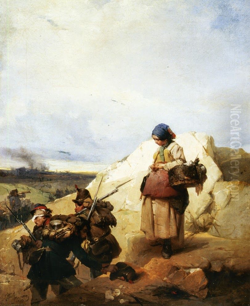 The female sutler (1852) Oil Painting by Domenico Induno