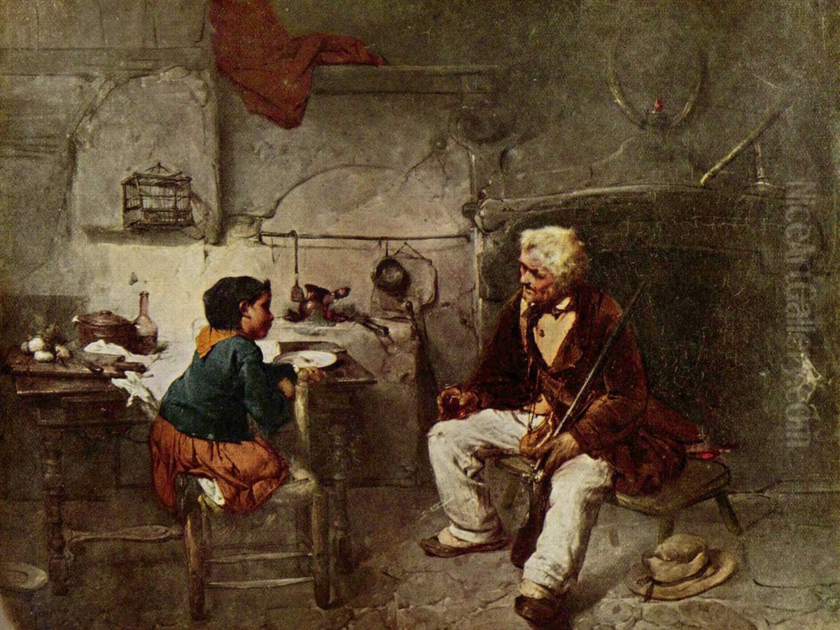 The hunter Oil Painting by Domenico Induno