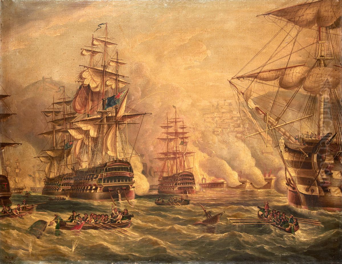 The Bombardment of Algiers, 27 August 1816 Oil Painting by Richard Ball Spencer