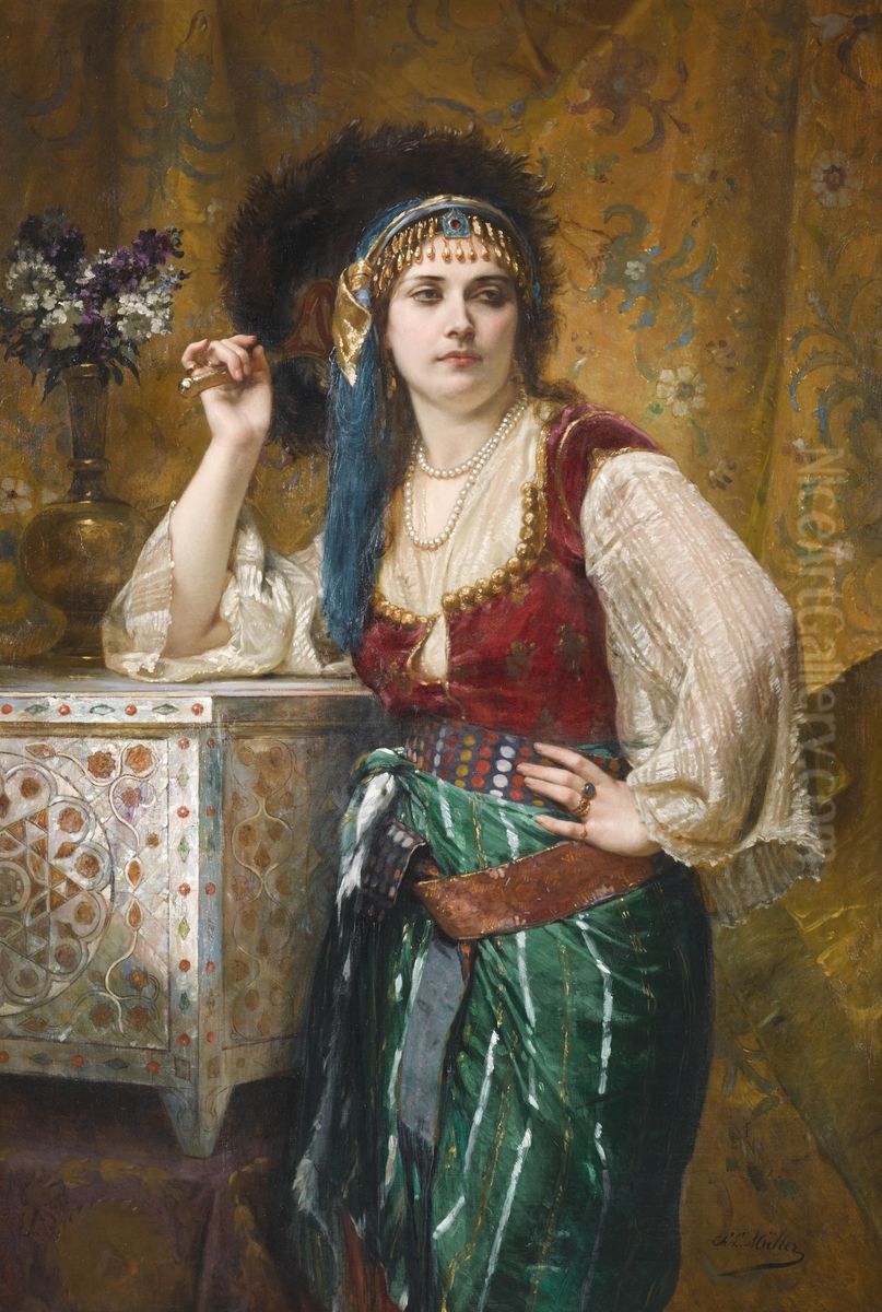 Odalisque Oil Painting by Charles Louis Muller