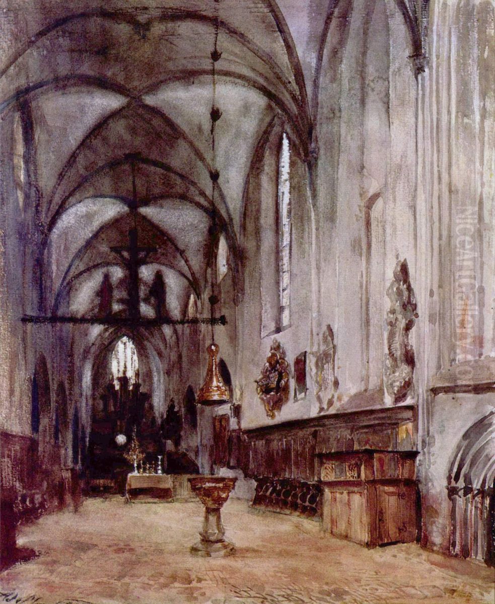 Chor der alten Klosterkirche in Berlin Oil Painting by Adolph von Menzel