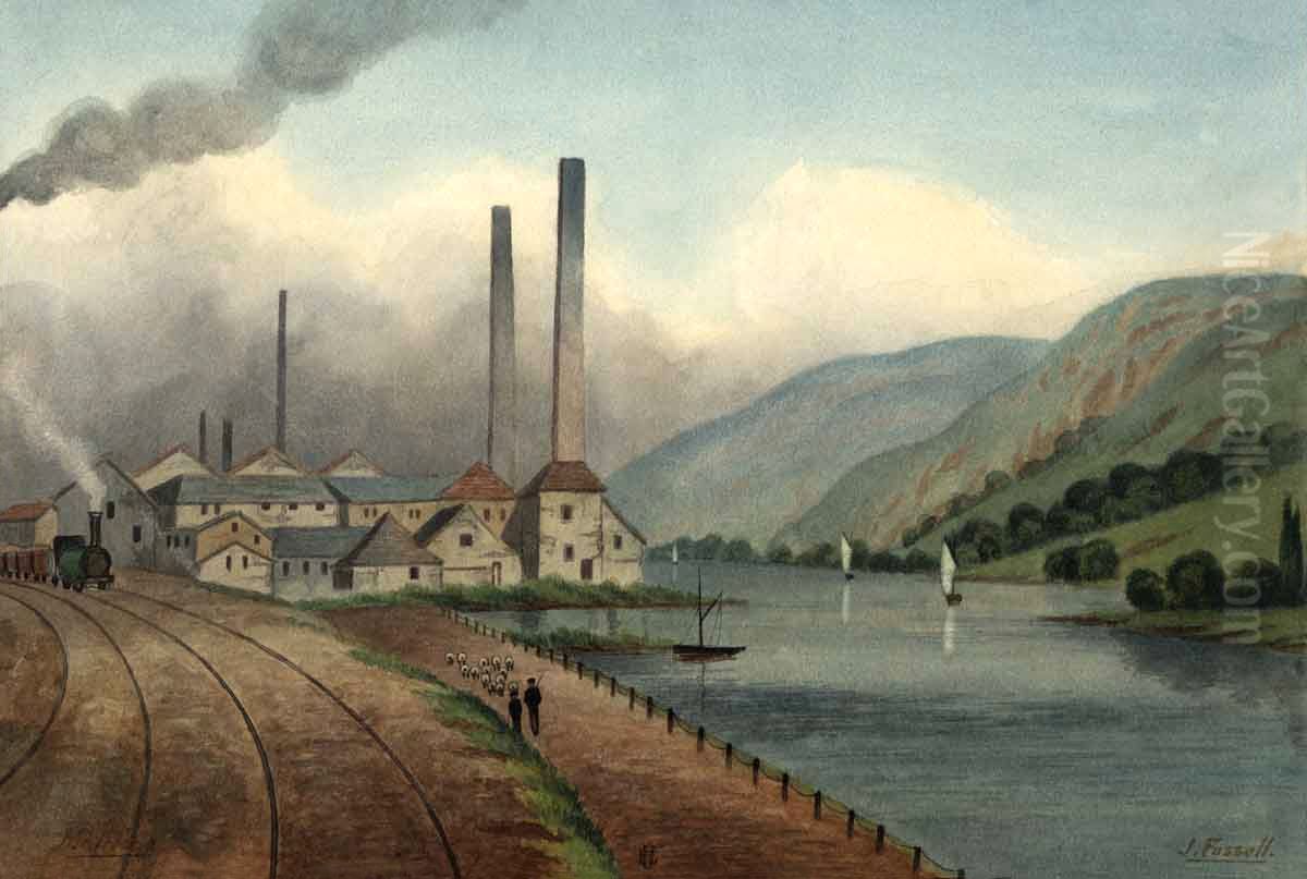 Les usines de la Vieille Montagne a la Mallieue (Saint-Georges-sur-Meuse) Oil Painting by Fussell, Joseph