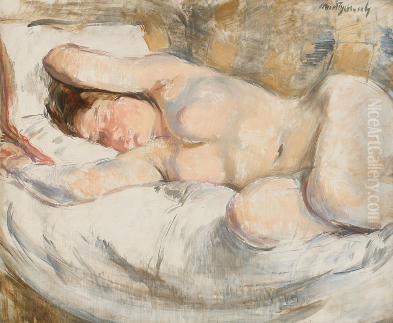 Sleeping Nude Oil Painting by Laszlo Mattyasovszky-Zsolnay