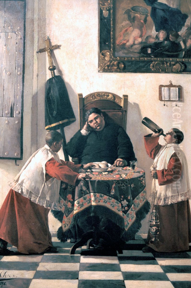 Aprovechar la ocasion Oil Painting by Felipe Checa