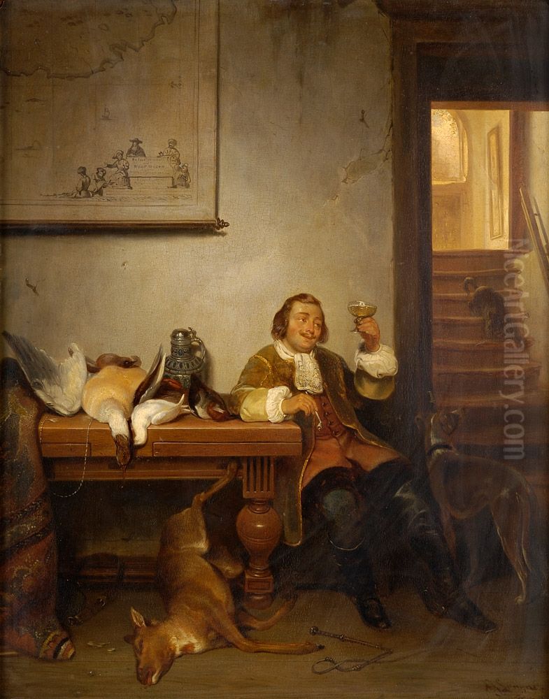 Eine erfolgreiche Jagd Oil Painting by Ary Johannes Lamme