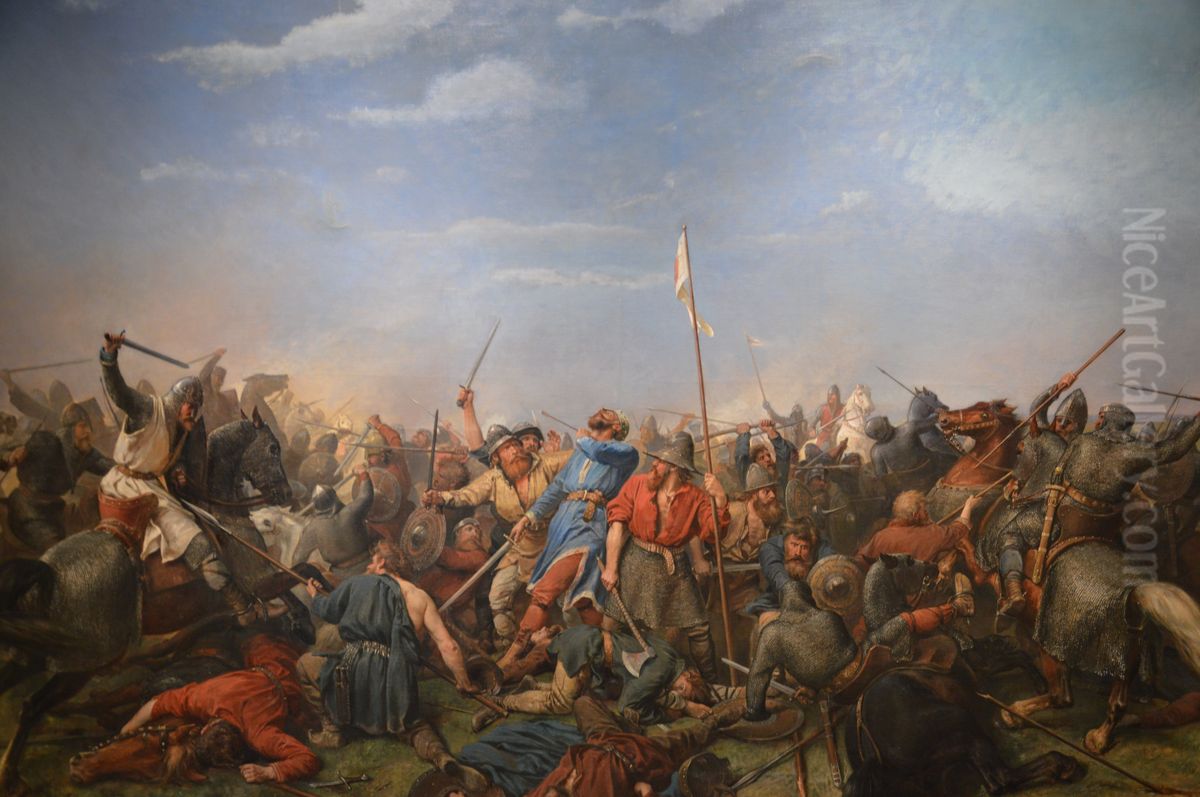 The Battle of Stamford Bridge Oil Painting by Peter Nicolai Arbo
