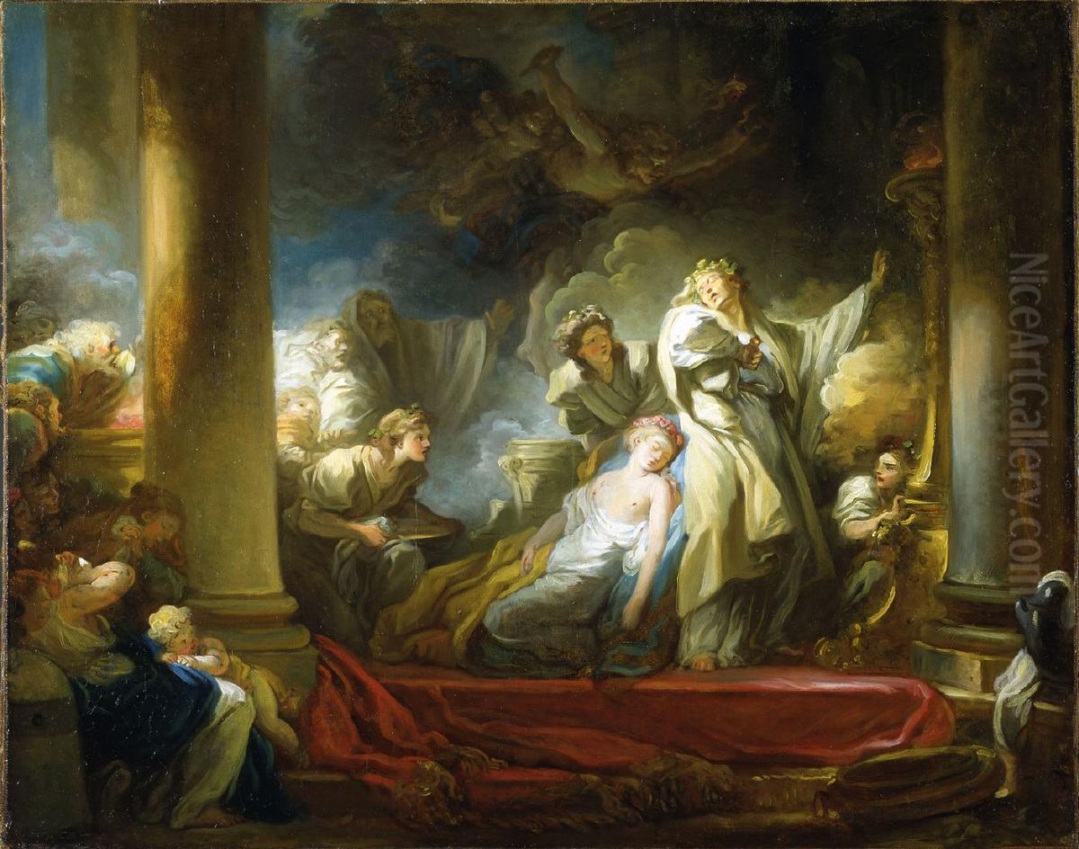 El sacrificio de Caliroe Oil Painting by Jean-Honore Fragonard