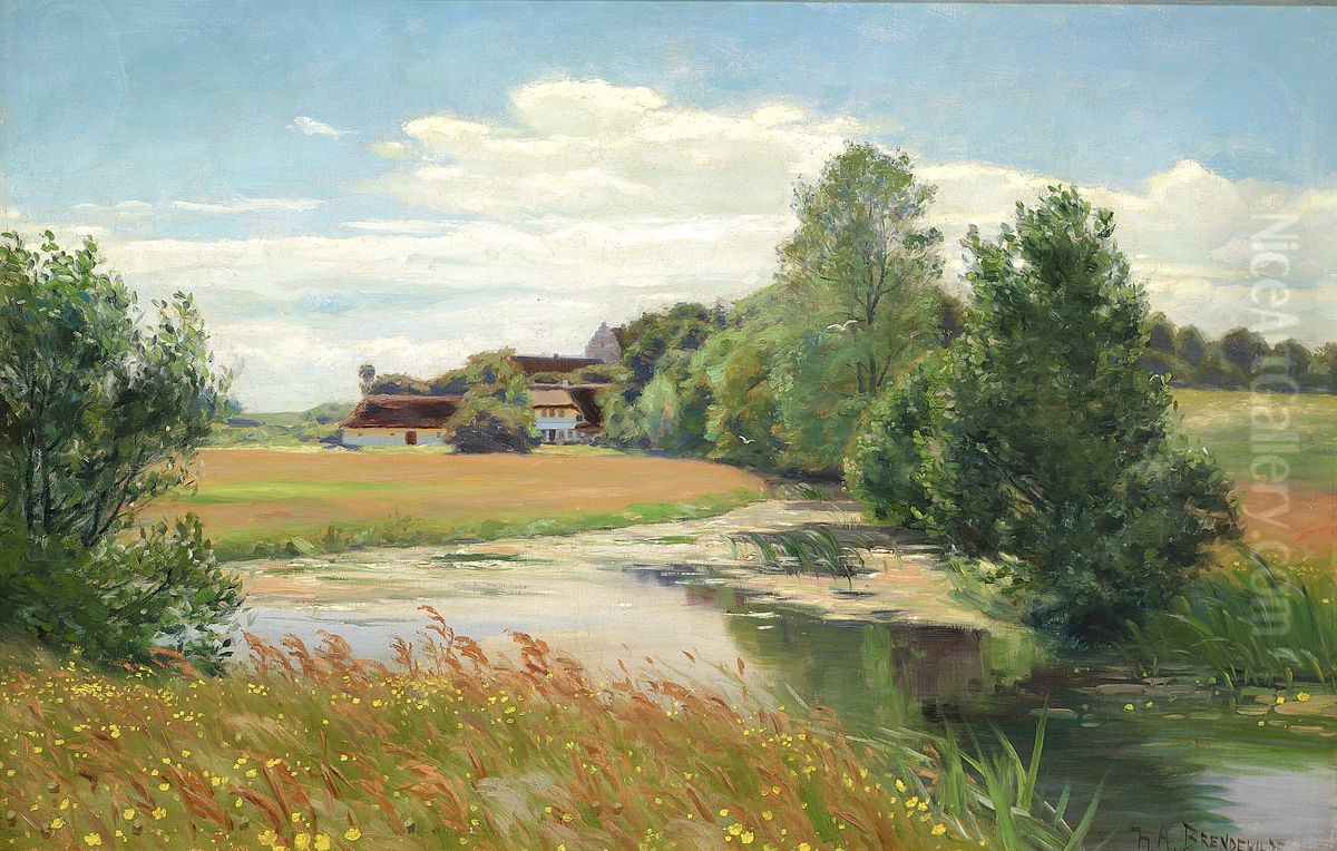 Ved Dalum Praestegaard paa Fyen. Oil Painting by H. A. Brendekilde