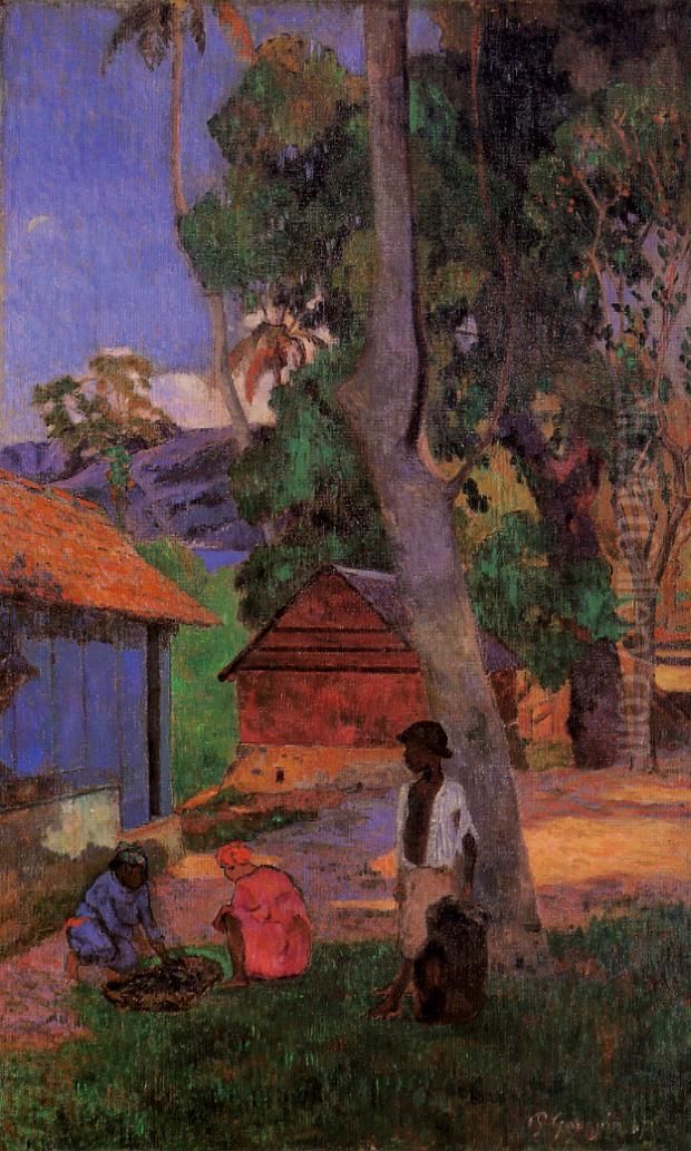 Near the Huts Oil Painting by Paul Gauguin
