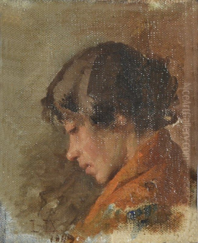 Profile of a woman Oil Painting by Luigi Nono